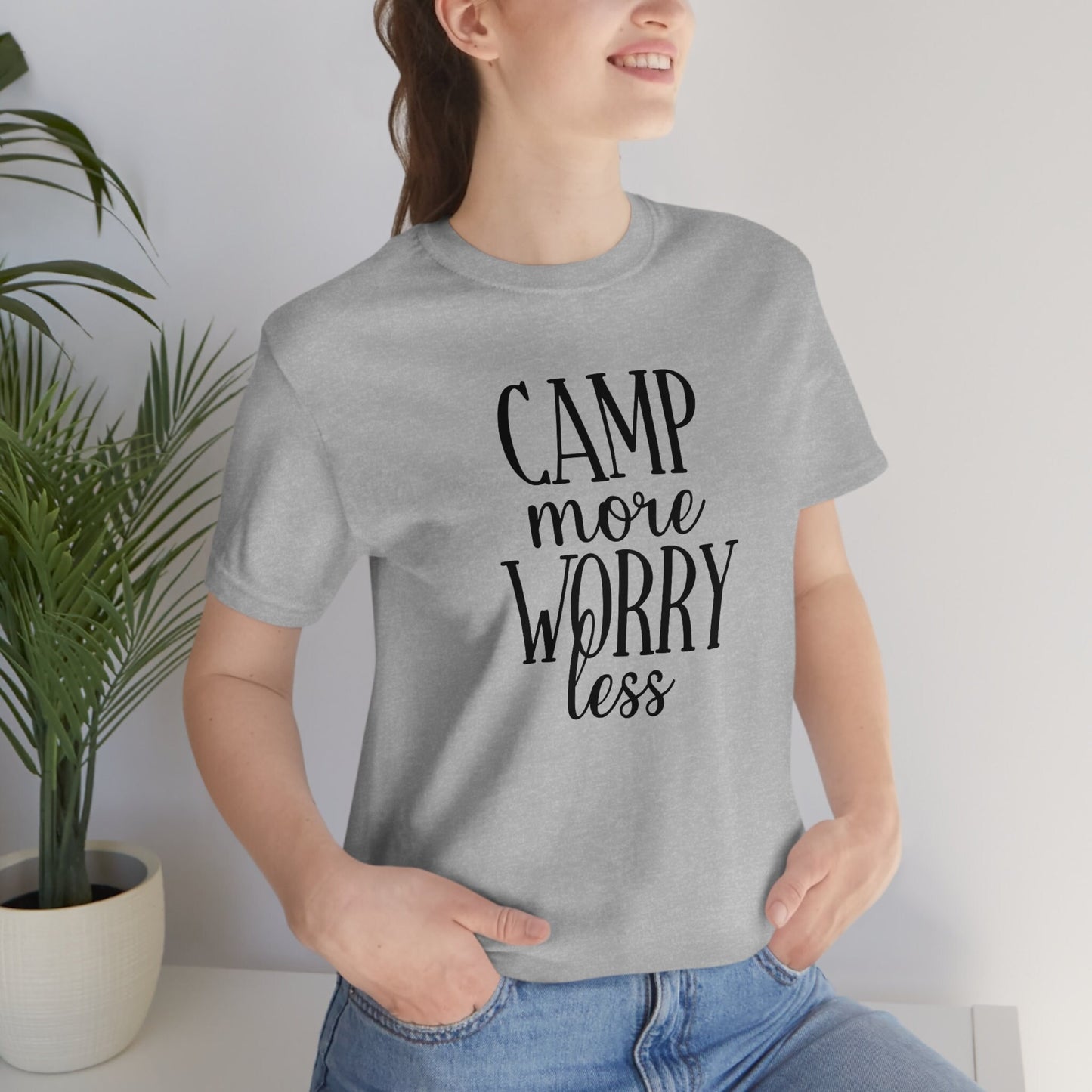 Camp More Worry Less Jersey Short Sleeve Tee Camping Shirt