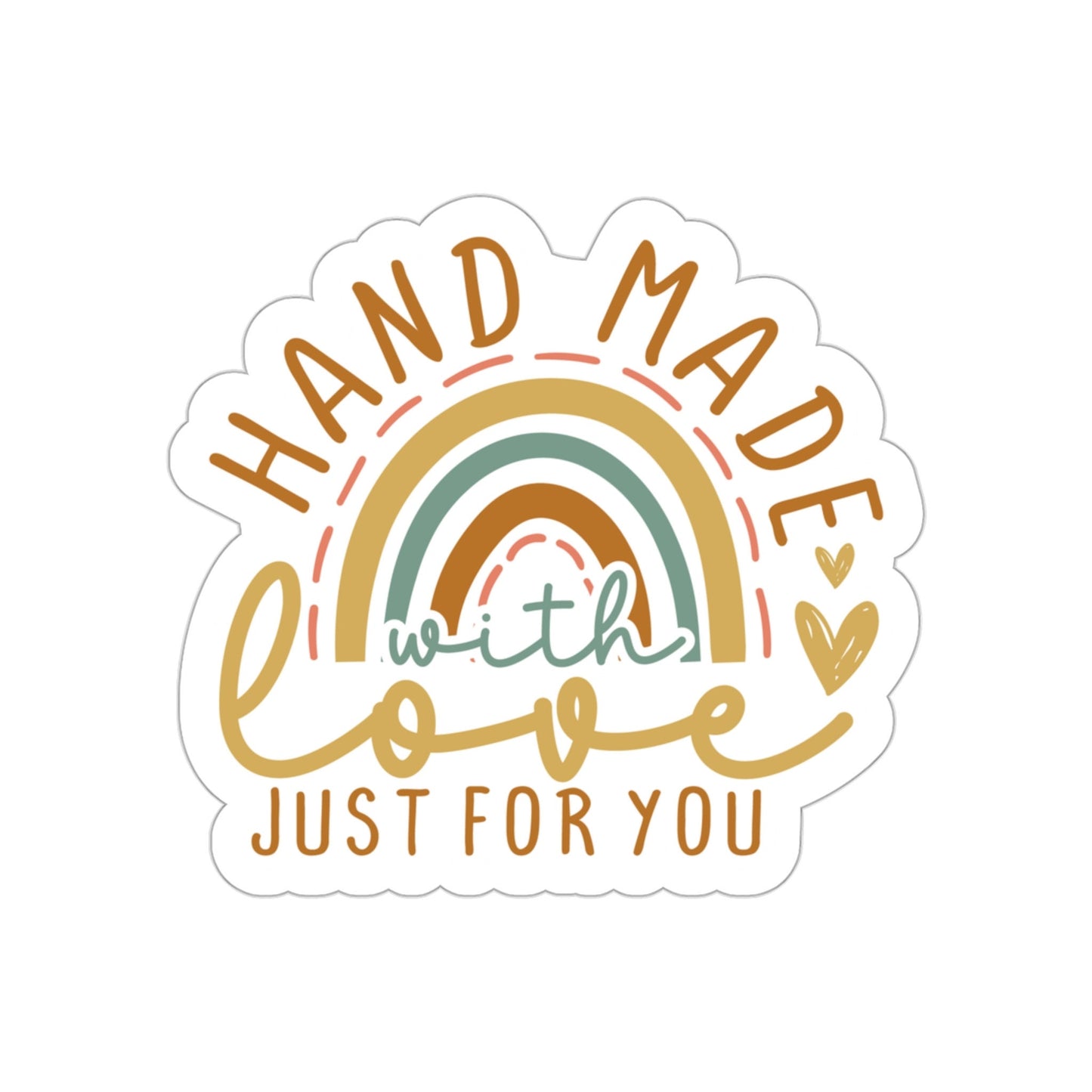 Handmade With Love Just For You Small Business Kiss-Cut Sticker