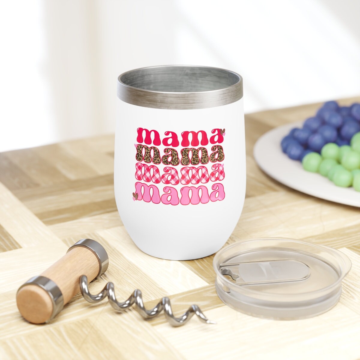 Mama Pink Chill Wine Tumbler with Lid Gift for Mom