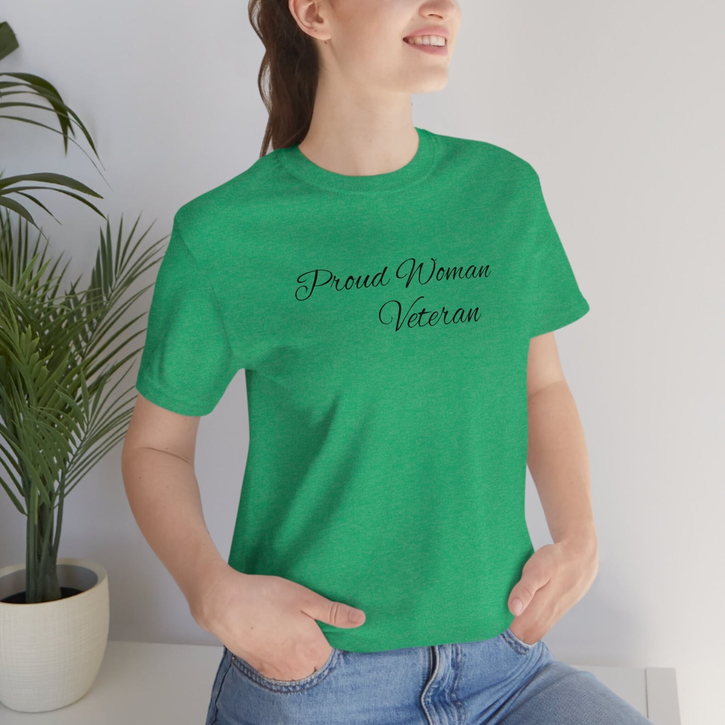 Pround Woman Veteran Female Veteran T Shirt Jersey Short Sleeve Tee Army Navy Air Force Marine Corps Space Force Coast Guard