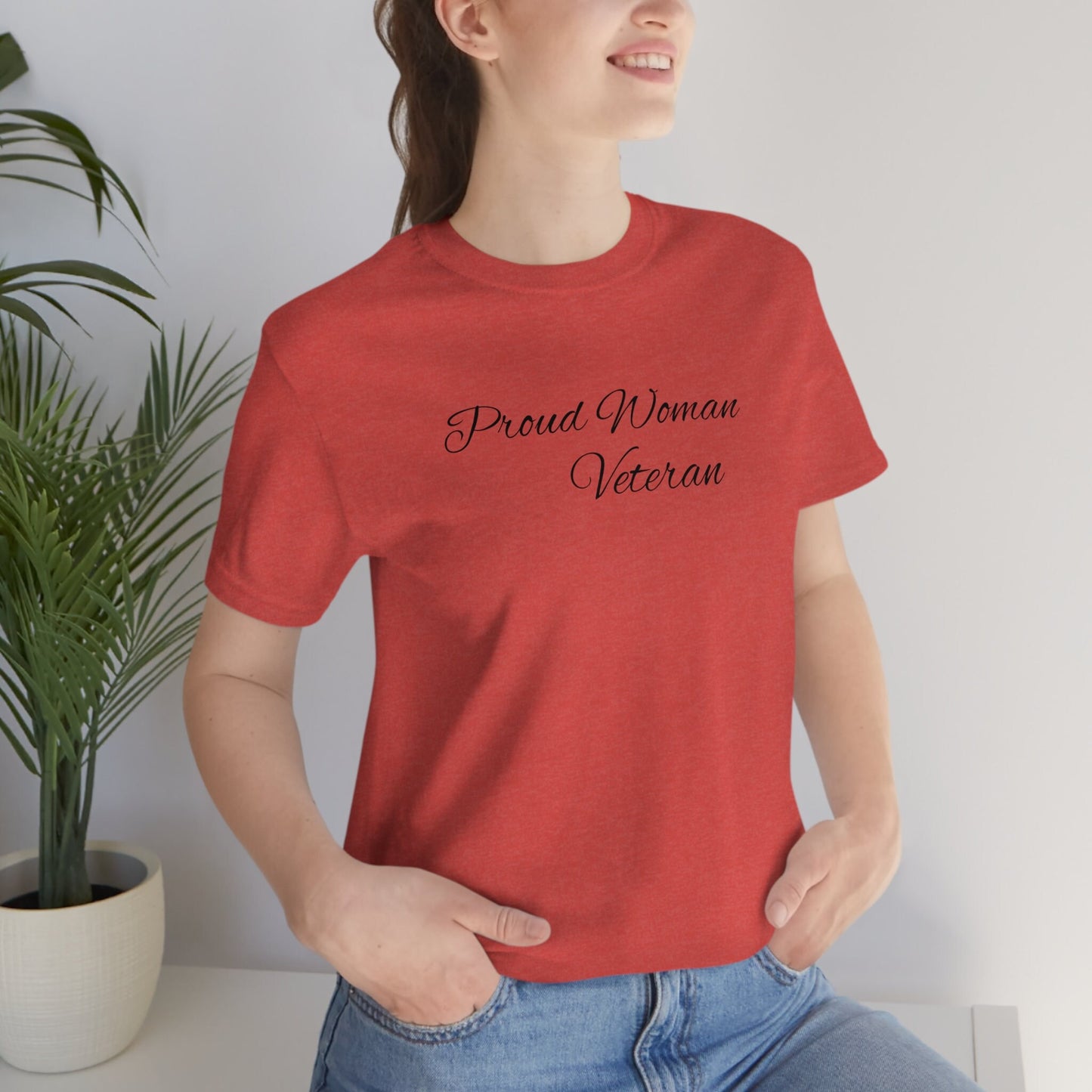 Pround Woman Veteran Female Veteran T Shirt Jersey Short Sleeve Tee Army Navy Air Force Marine Corps Space Force Coast Guard