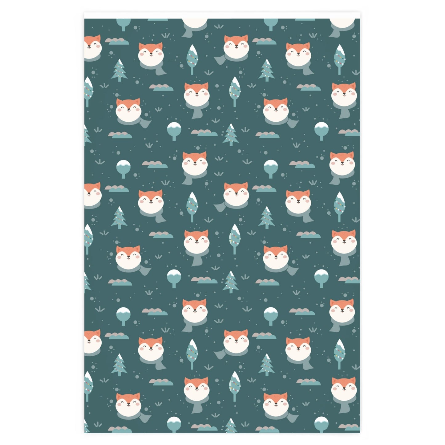 Cozy Shiba Inu Wearing Scarf Christmas Trees Gift Wrapping Paper