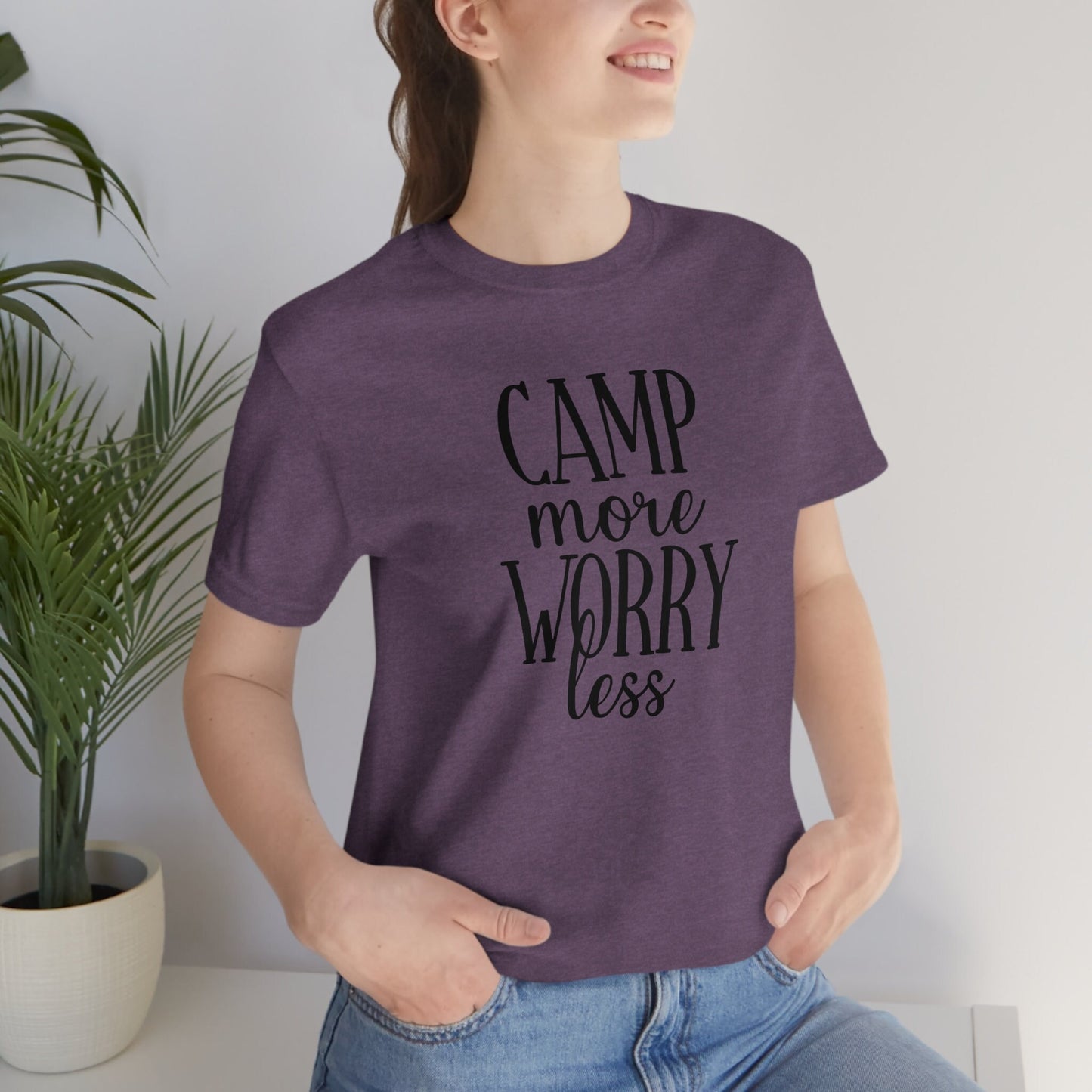 Camp More Worry Less Jersey Short Sleeve Tee Camping Shirt