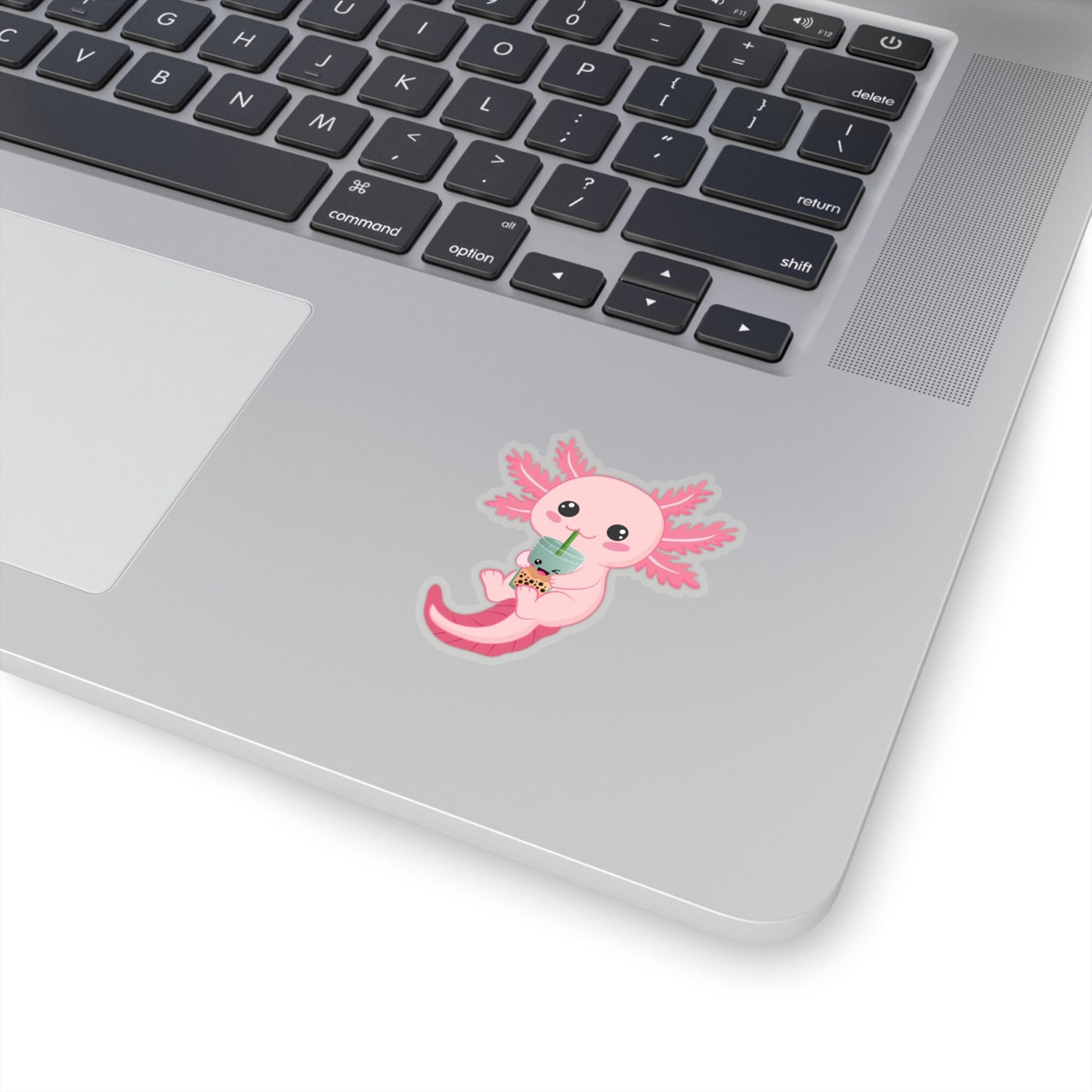 Axolotl Drinking Boba Kiss-Cut Sticker