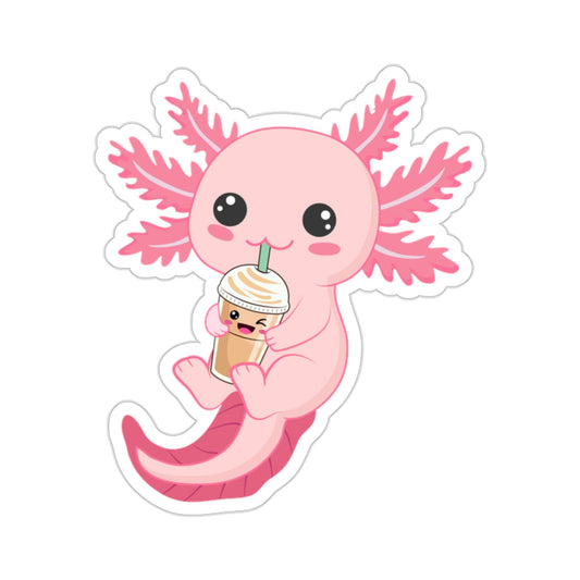 Cute Axolotl with Frappachino Sticker