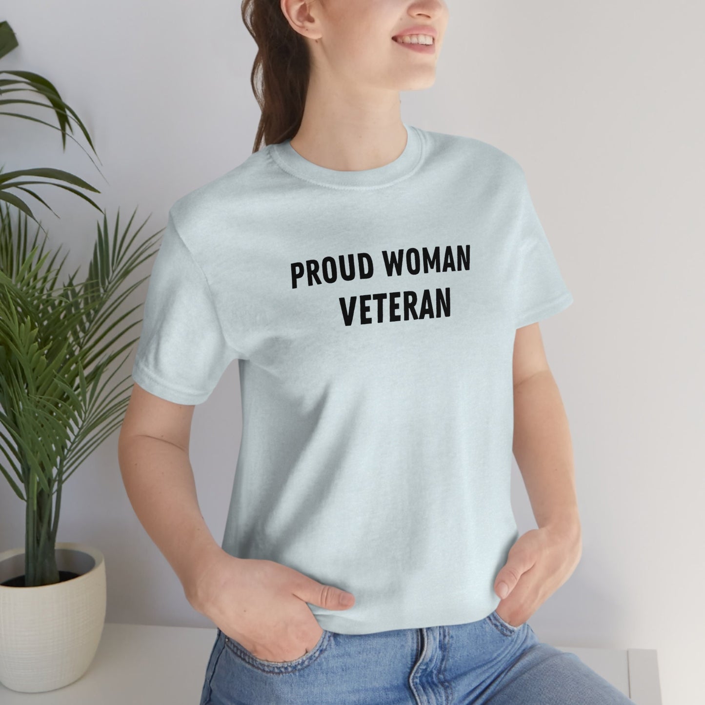 Proud Woman Veteran Female Veteran T Shirt Jersey Short Sleeve Tee Army Navy Air Force Marine Corps Space Force Coast Guard