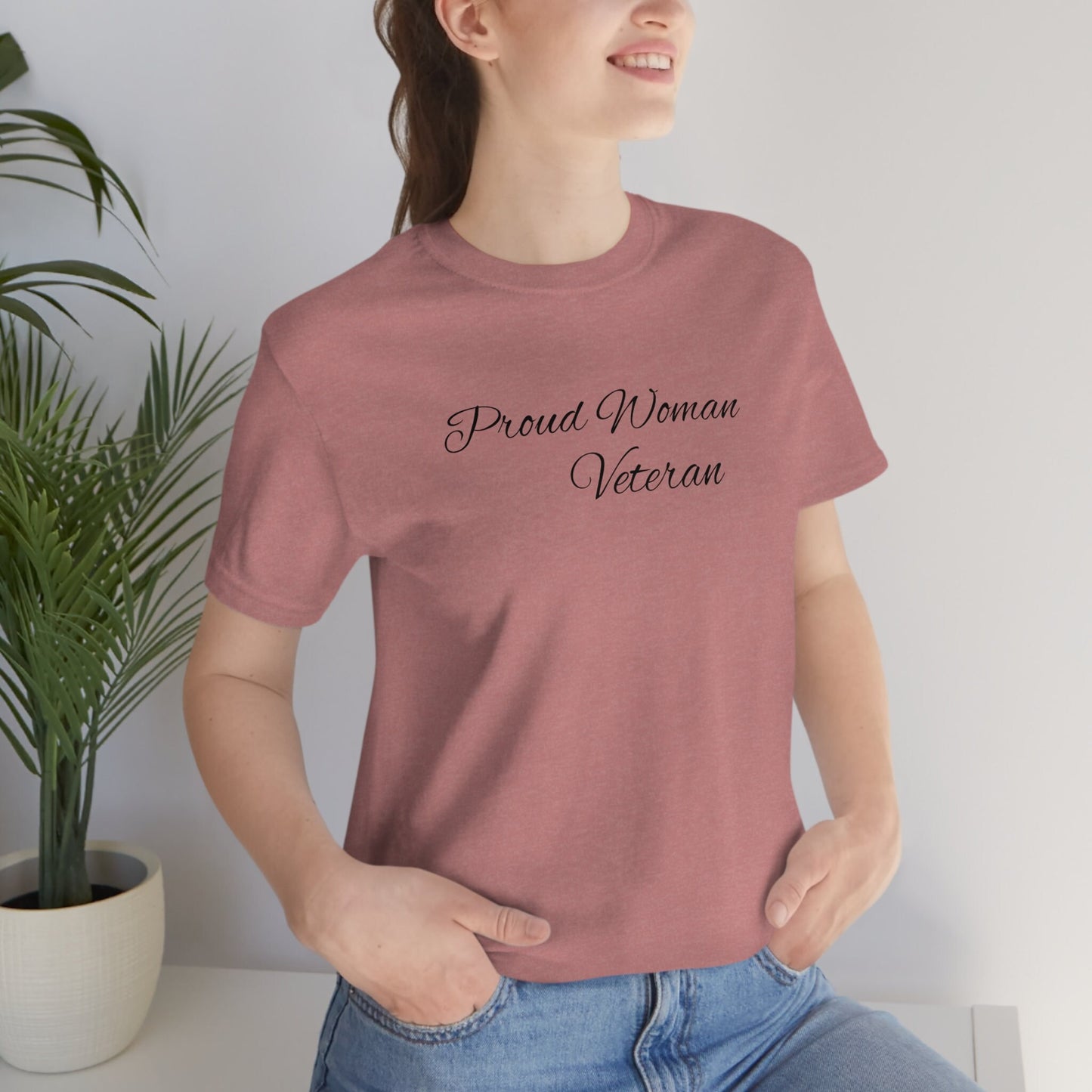 Pround Woman Veteran Female Veteran T Shirt Jersey Short Sleeve Tee Army Navy Air Force Marine Corps Space Force Coast Guard