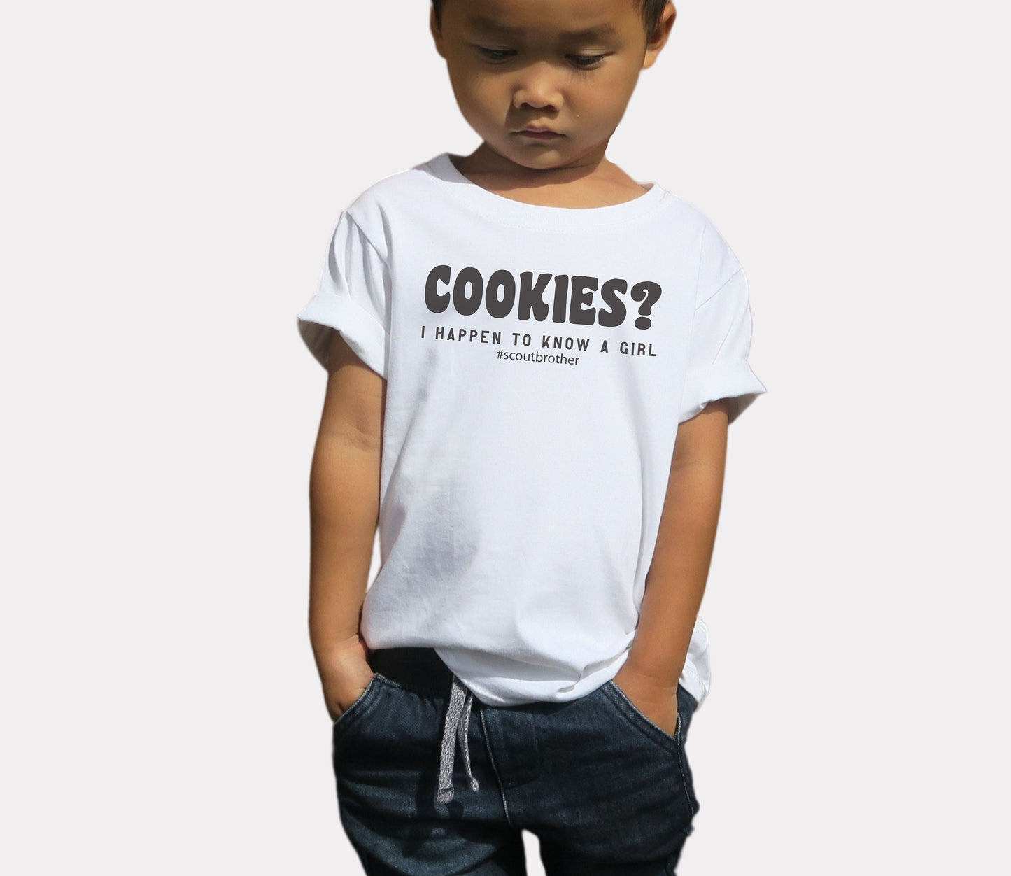 Cookies? I Know a Girl Scout Brother Polyester T Shirt Scout Shirt