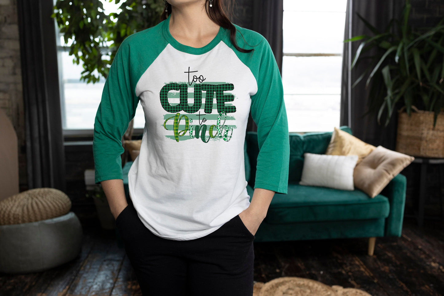 St Patrick's Day To Cute To Pinch Begin 3/4 Sleeve Unisex Baseball T Shirt St Patty's Day