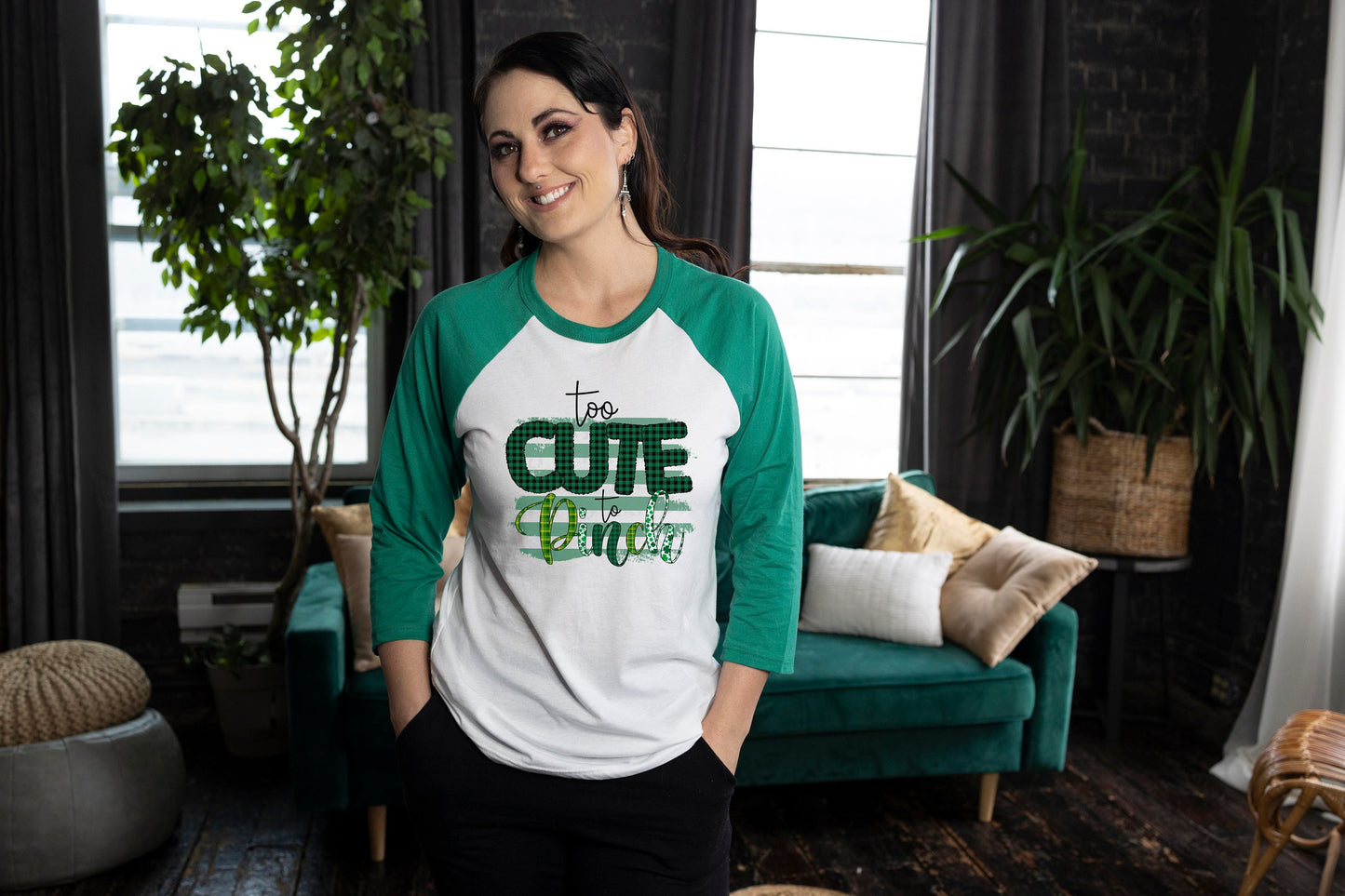 St Patrick's Day To Cute To Pinch Begin 3/4 Sleeve Unisex Baseball T Shirt St Patty's Day