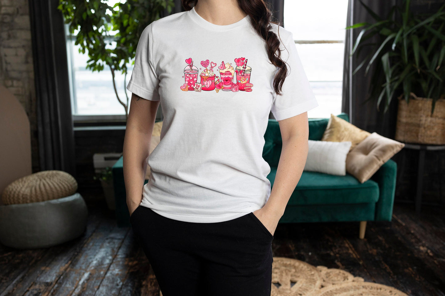 Valentine's Day Drinks Cute Unisex T Shirt V Day Shirt Galentines Day