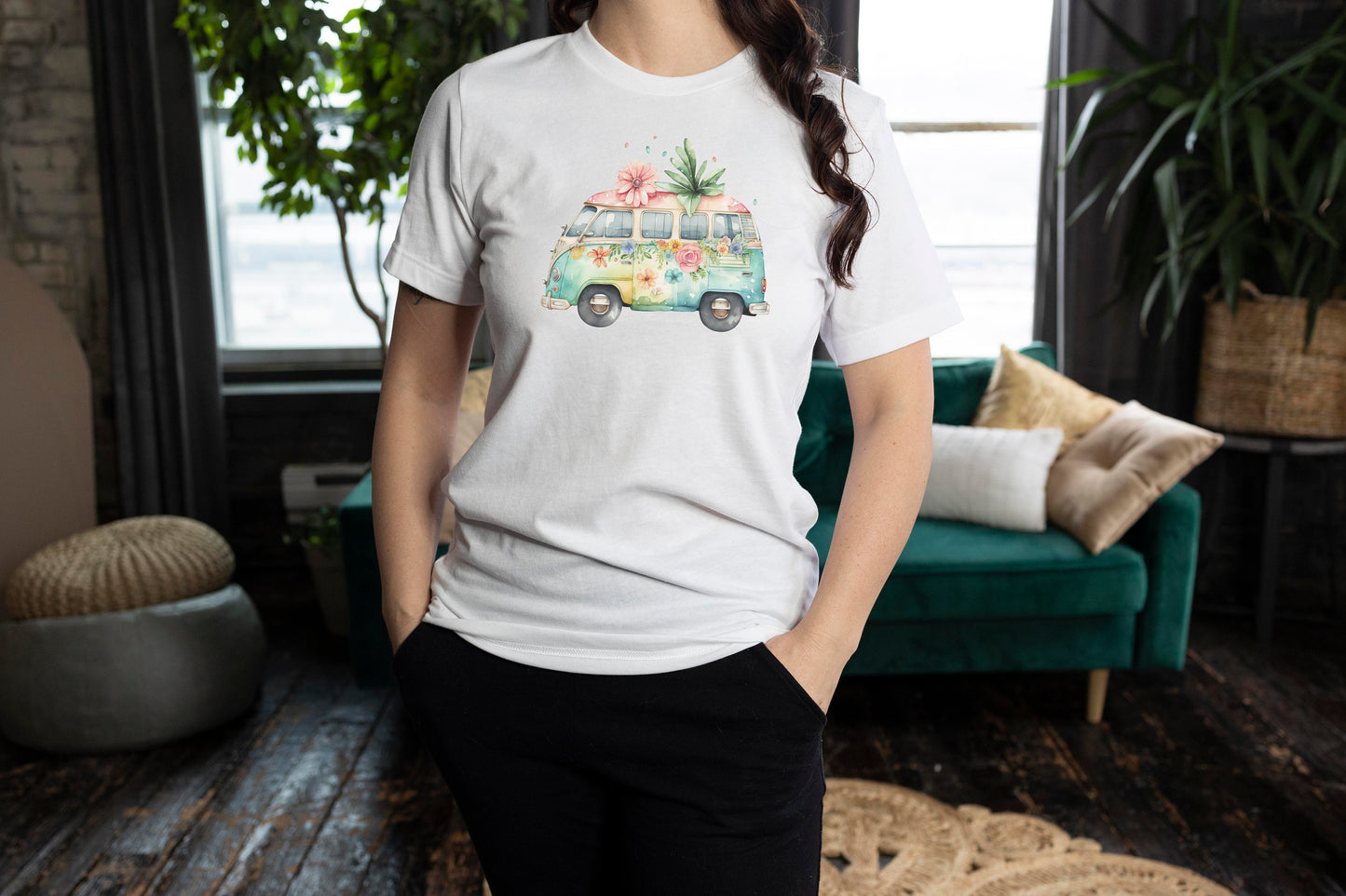 Retro Watercolor Van Unisex T Shirt Travel Shirt