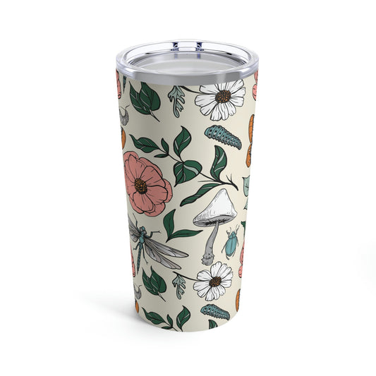 Cottagecore Mushroom Bug Flower Tumbler 20oz Gift for Mom Boho Tumbler Garden Tumbler