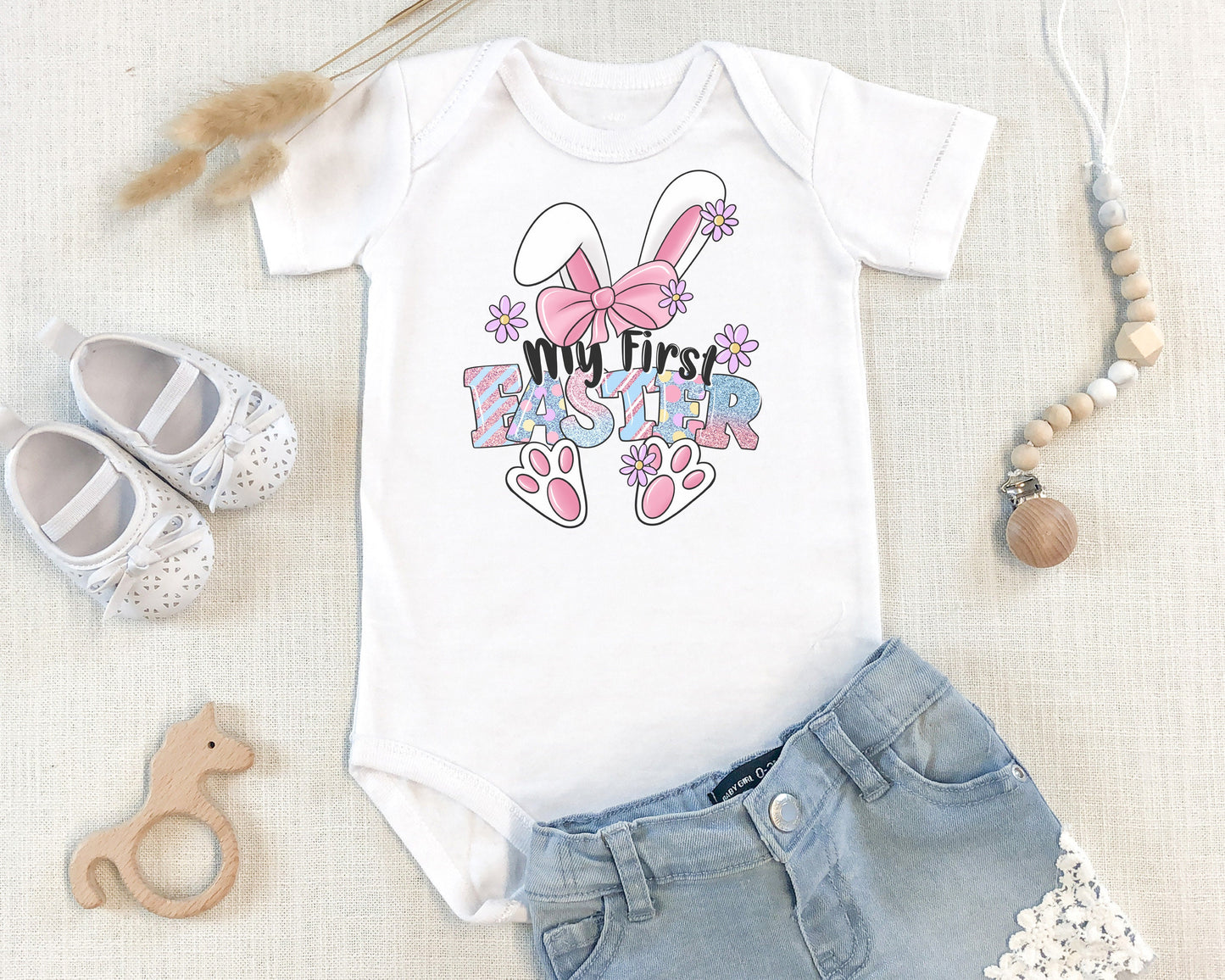 My First Easter Girls Baby Onsie First Easter Baby Outfit