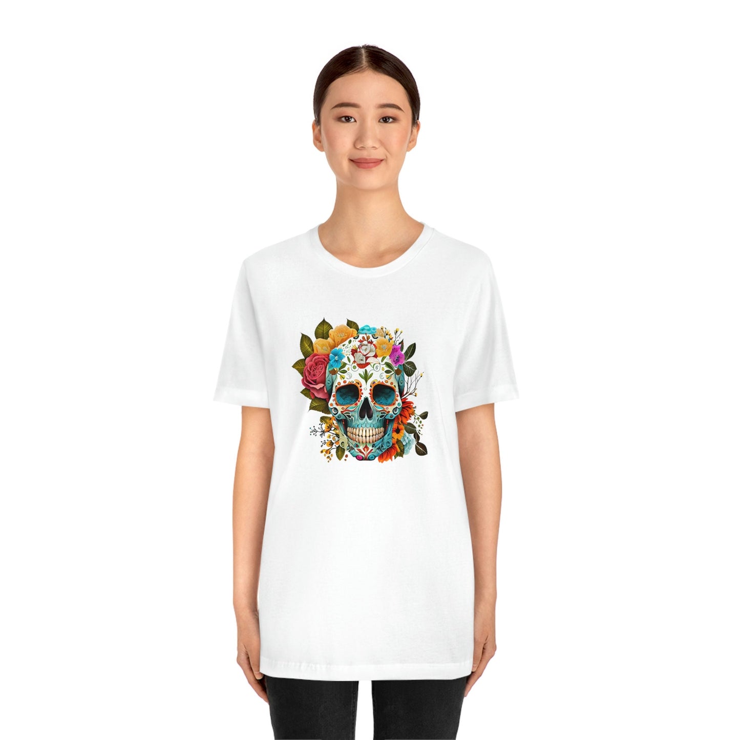 Sugar Skull Floral Shirt Unisex Jersey Short Sleeve Tee T-Shirt