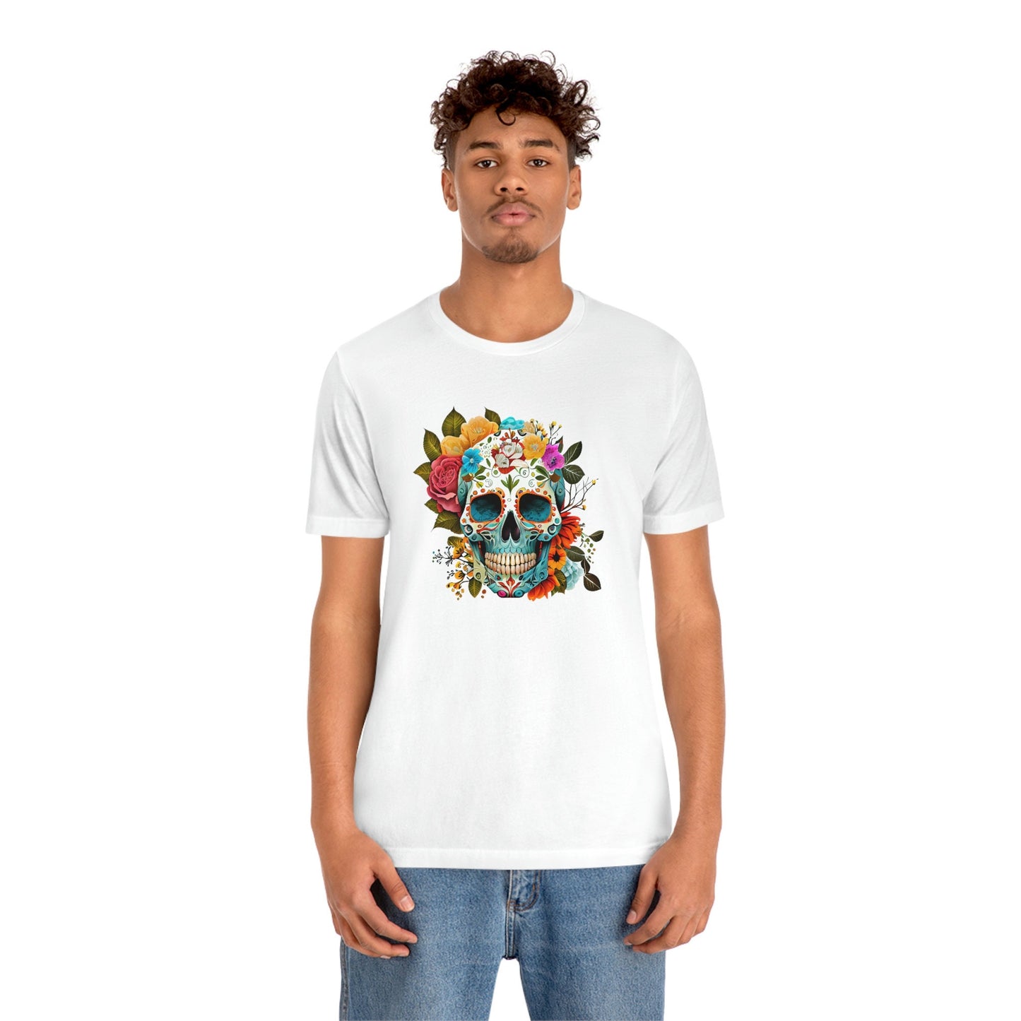 Sugar Skull Floral Shirt Unisex Jersey Short Sleeve Tee T-Shirt