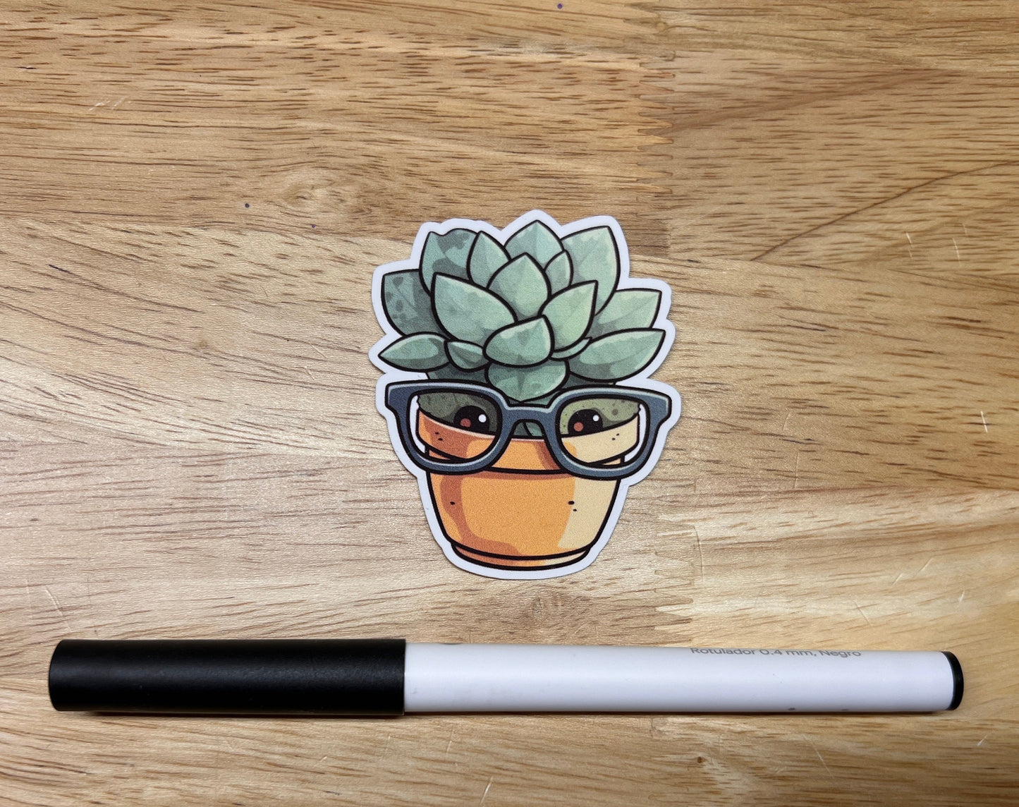 Cute Succulent with Glasses Character Sticker