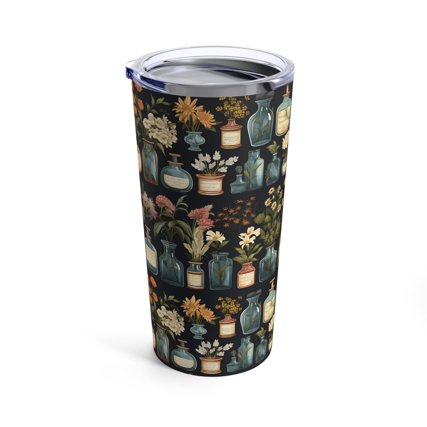 Apothecary Jars with Flowers Tumbler 20oz