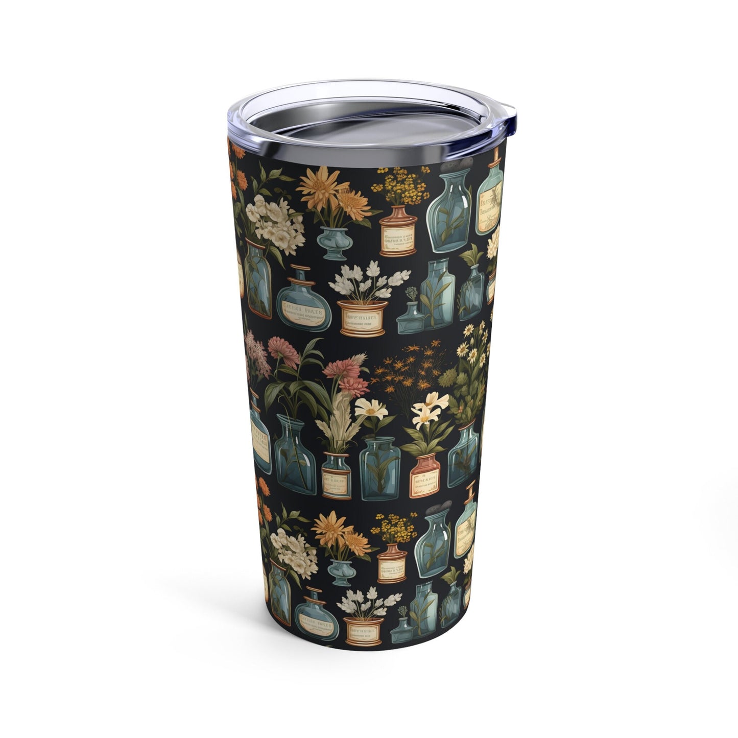 Apothecary Jars with Flowers Tumbler 20oz