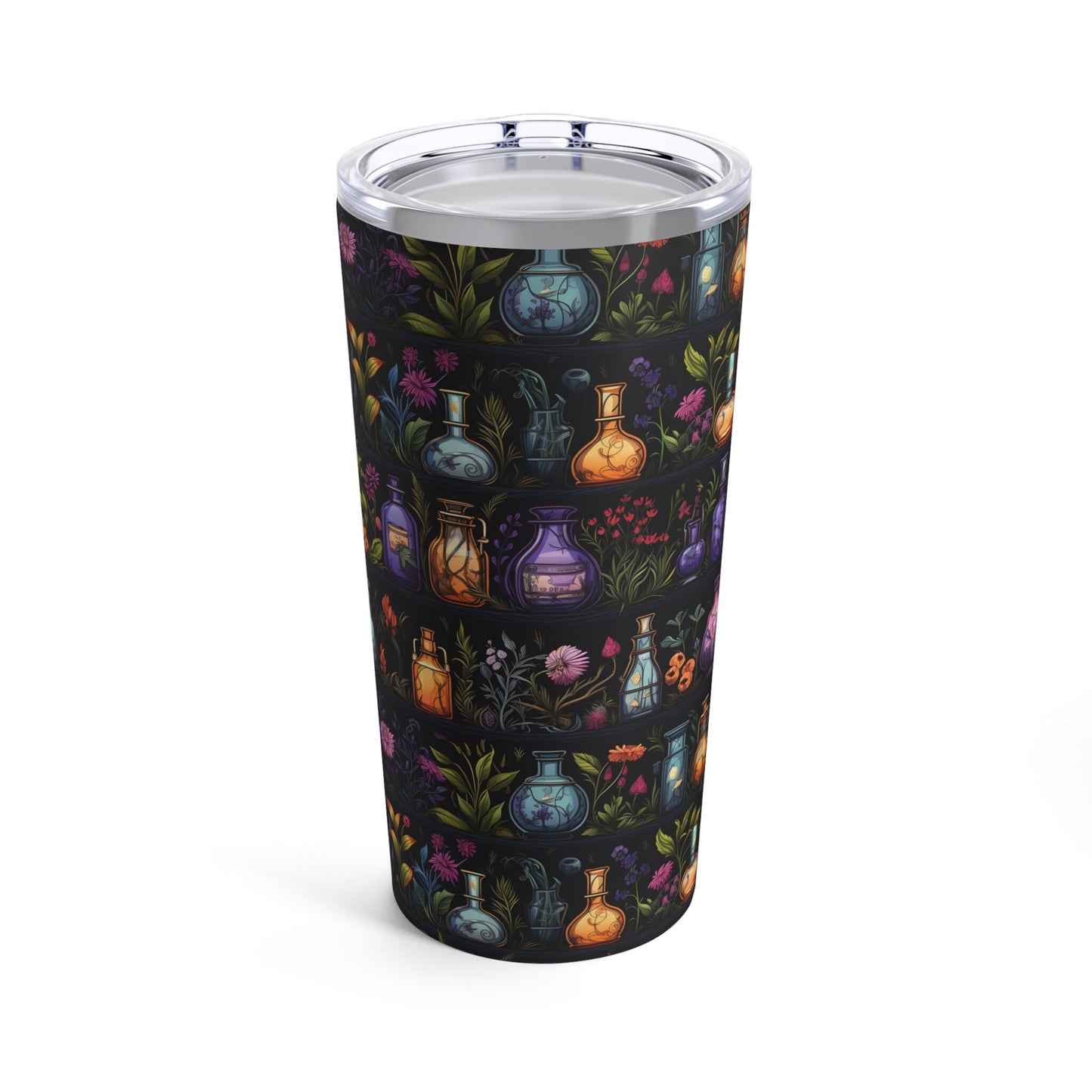 Purples Apothecary Jars with Flowers Tumbler 20oz