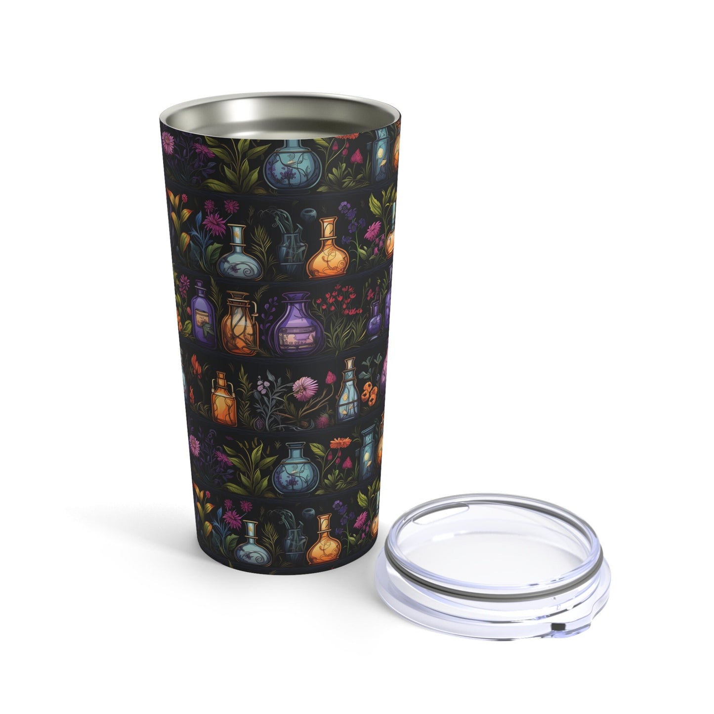 Purples Apothecary Jars with Flowers Tumbler 20oz