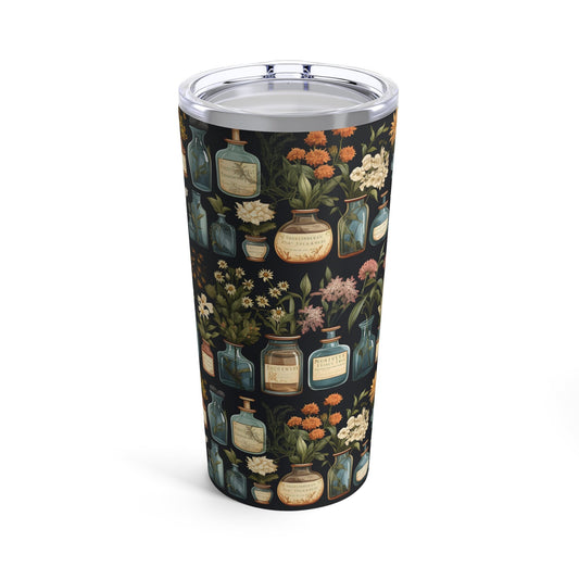 Apothecary Jars with Flowers Tumbler 20oz