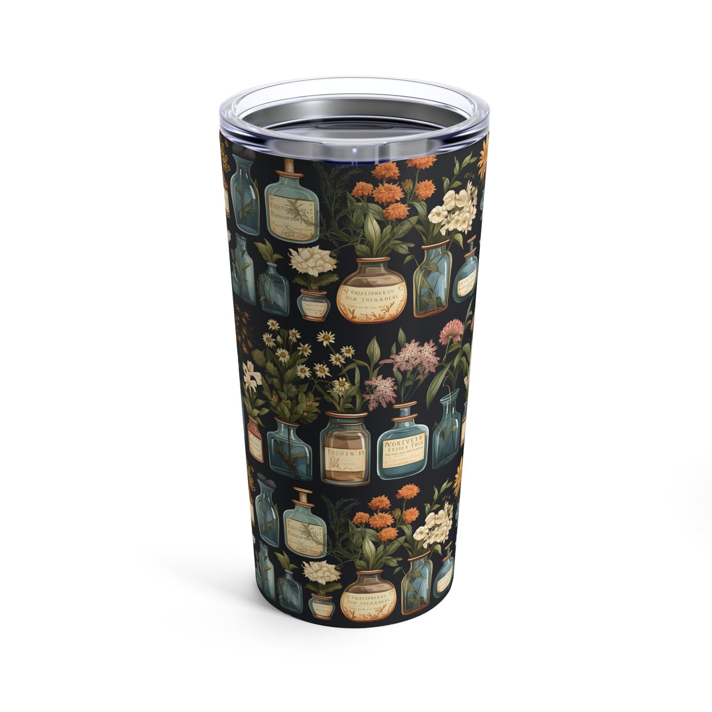 Apothecary Jars with Flowers Tumbler 20oz