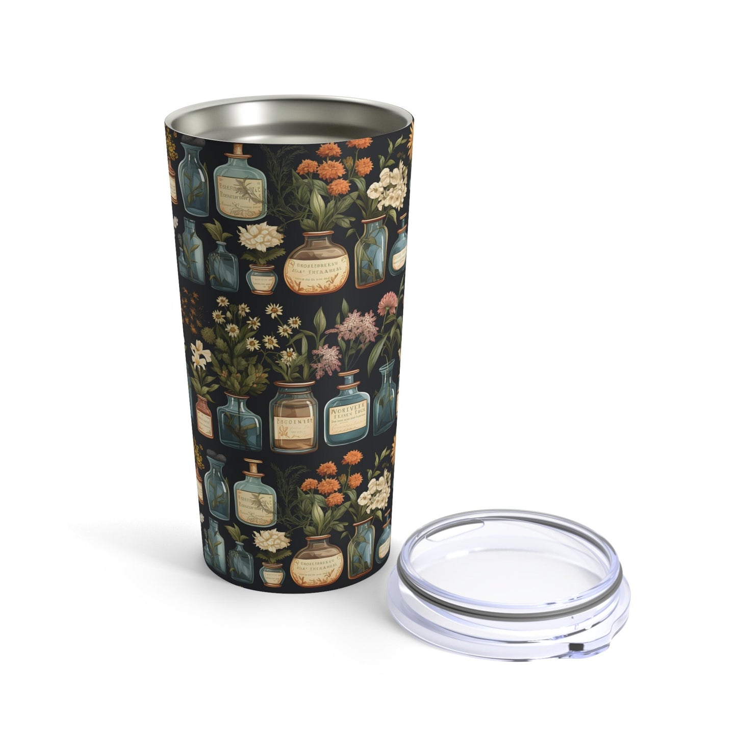 Apothecary Jars with Flowers Tumbler 20oz