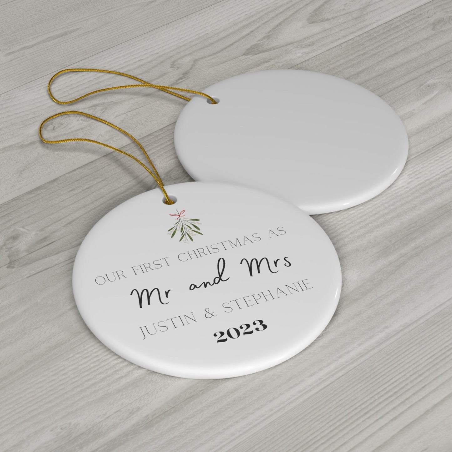 Our First Christmas Personalized Ceramic Ornament Christmas Gift Newlywed Gift Couple Gift Custom Couple Ornament