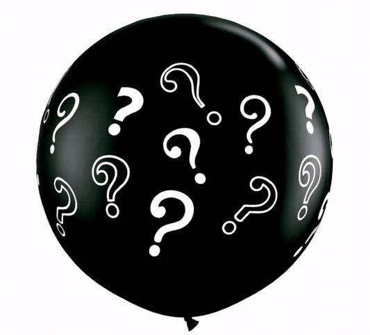 Black Gender Reveal Mystery Balloon 3 Foot Latex