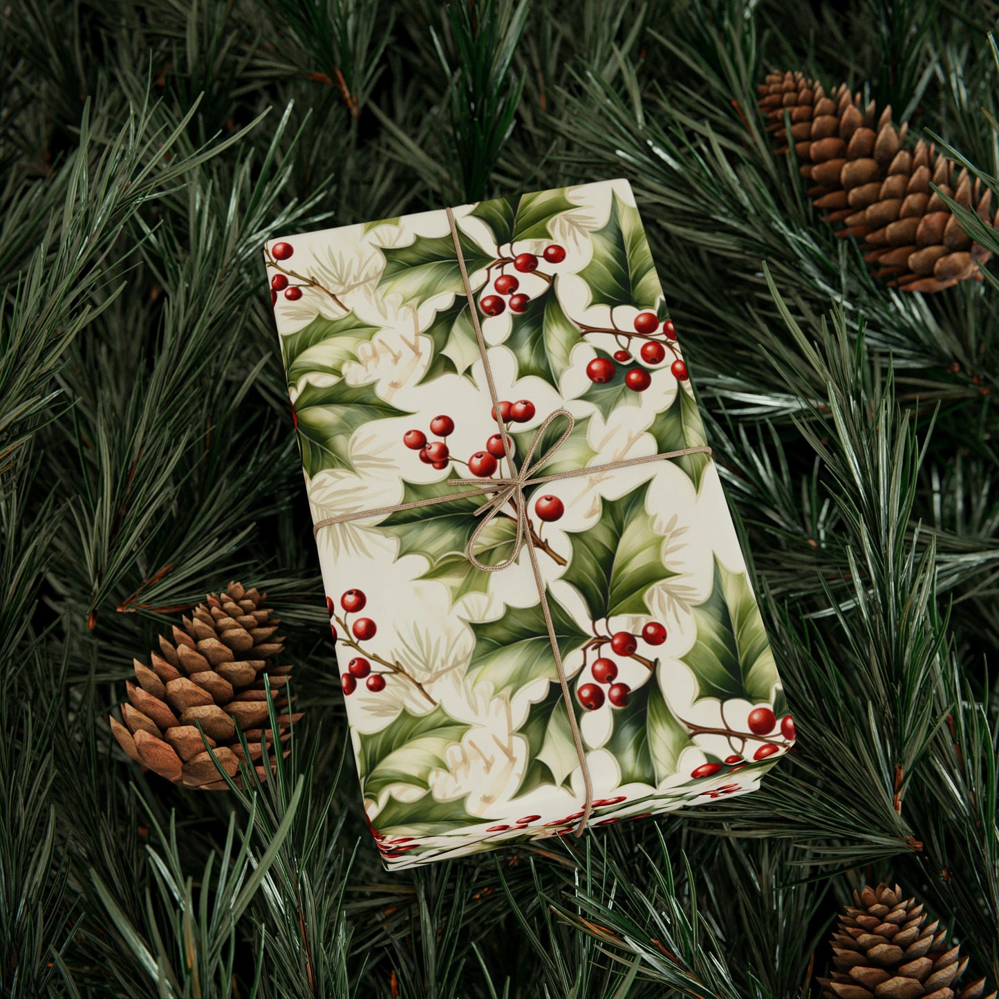 Christmas Gift Wrapping Paper Holly Holiday Wrapping Paper Christmas Gift Wrapping Paper Christmas Holly Paper