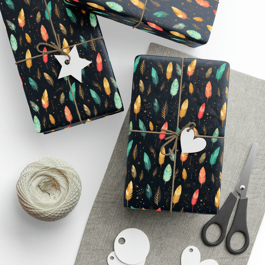 Feather Gift Wrapping Paper Holiday Wrapping Paper Christmas Gift Wrapping Paper Gift Paper