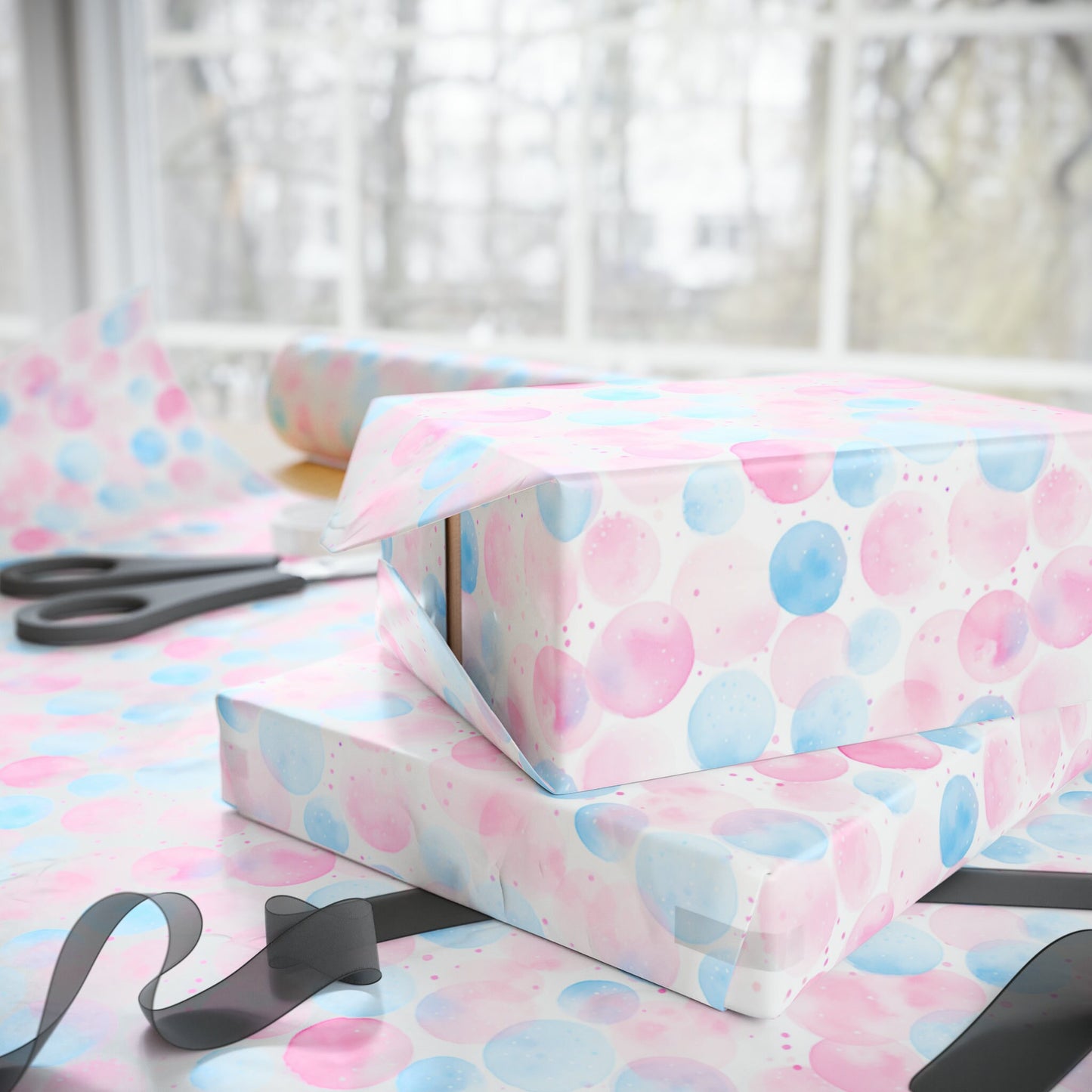 Watercolor Bubble Baby Shower Gift Wrapping Paper