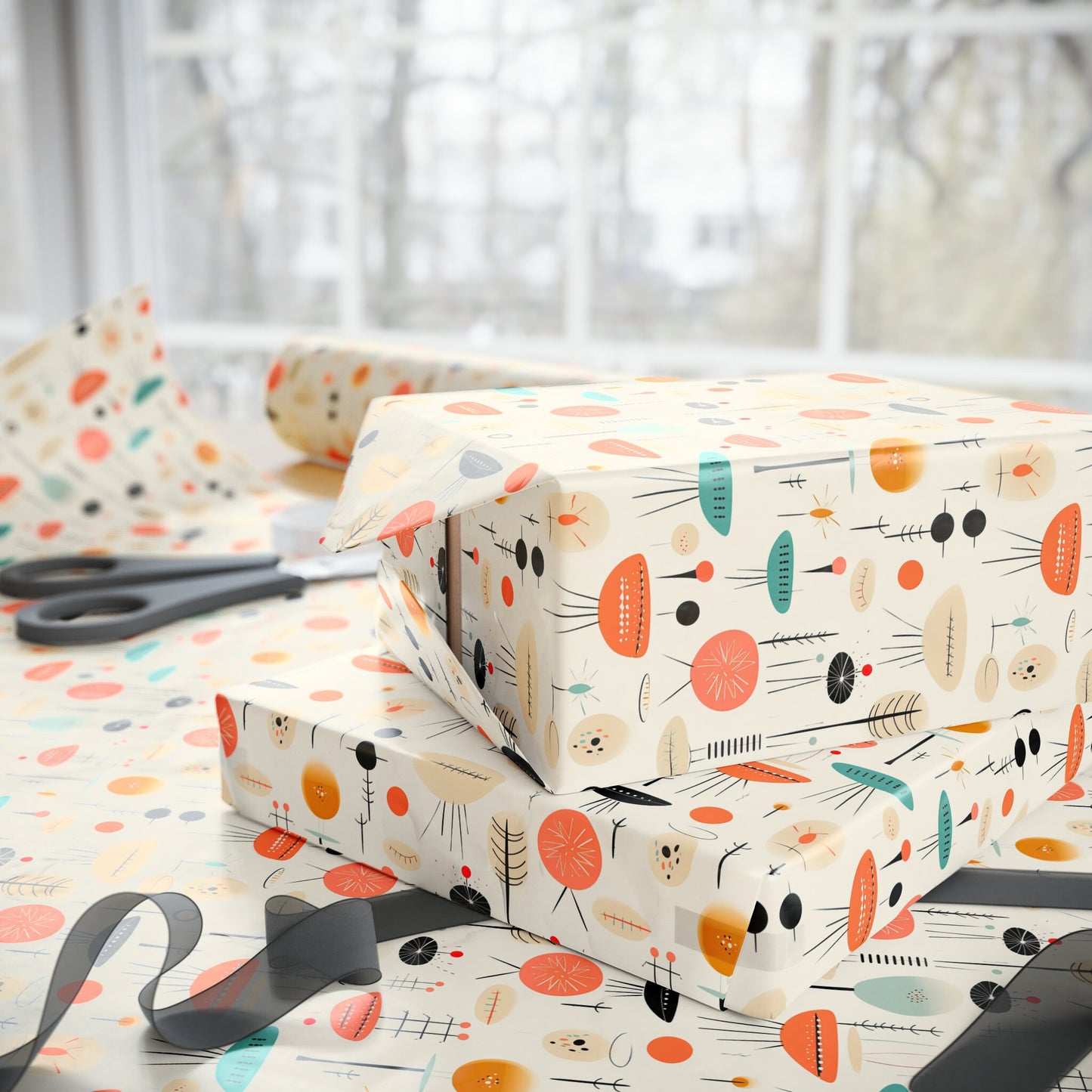 Mid Century Gift Wrapping Paper