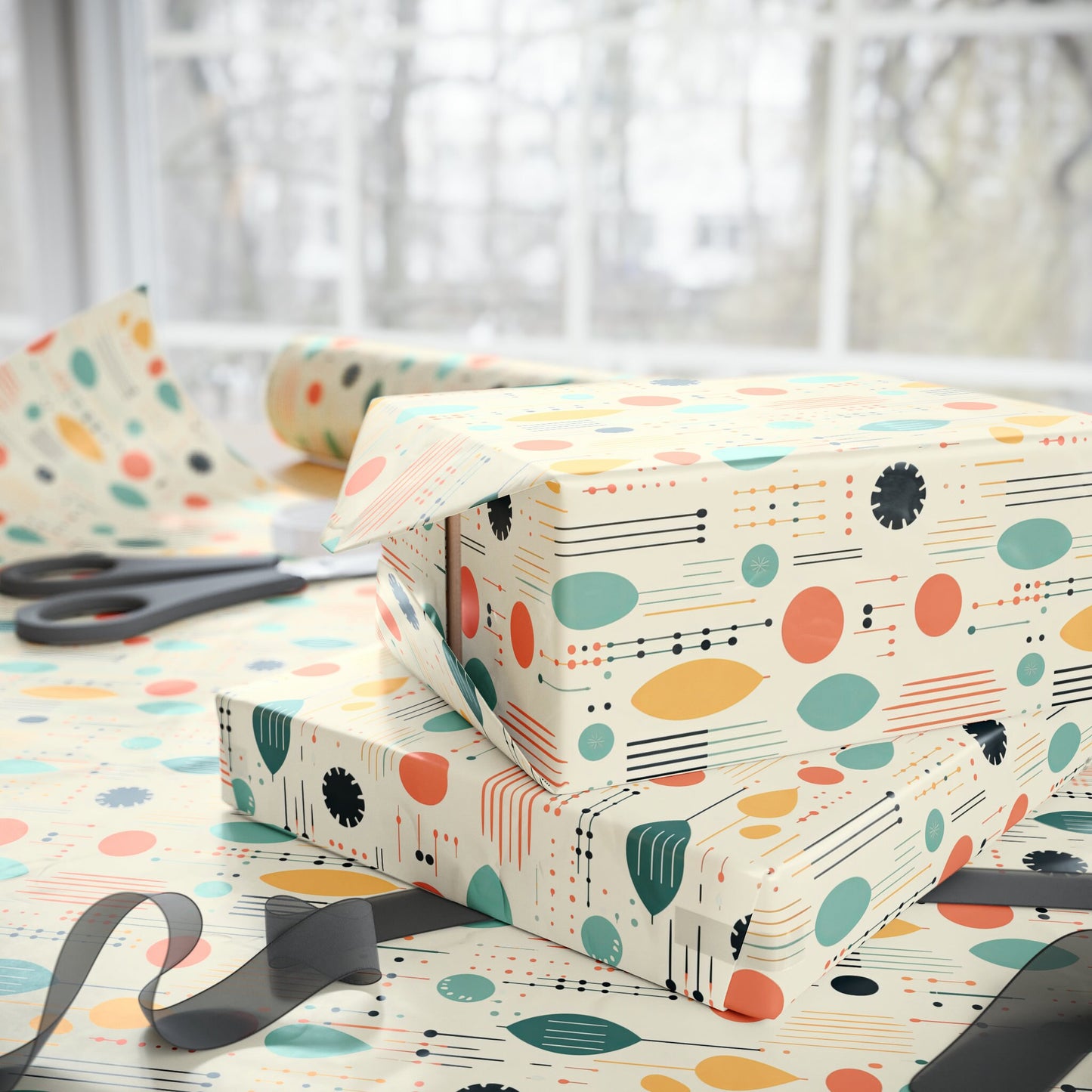 Mid Century Modern Gift Wrapping Paper