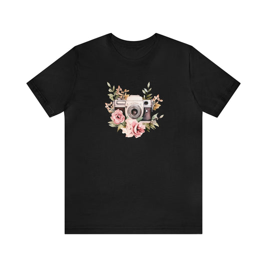 Vintage Style Camera Shirt Unisex Jersey Short Sleeve Tee T-Shirt Photographer Shirt Camera Shirt Botancial Shirt Cameras and Flowers