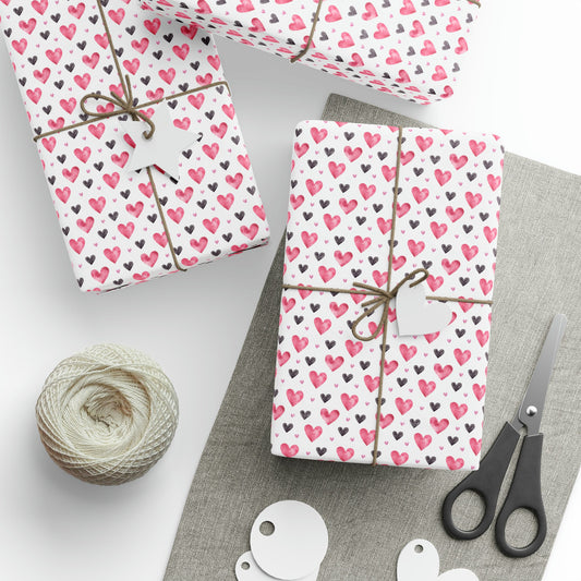 Watercolor Heart Gift Wrapping Paper Valentine Wrapping Paper Valentines Day Gift Wrapping Paper Gift Paper Heart Wrapping Paper