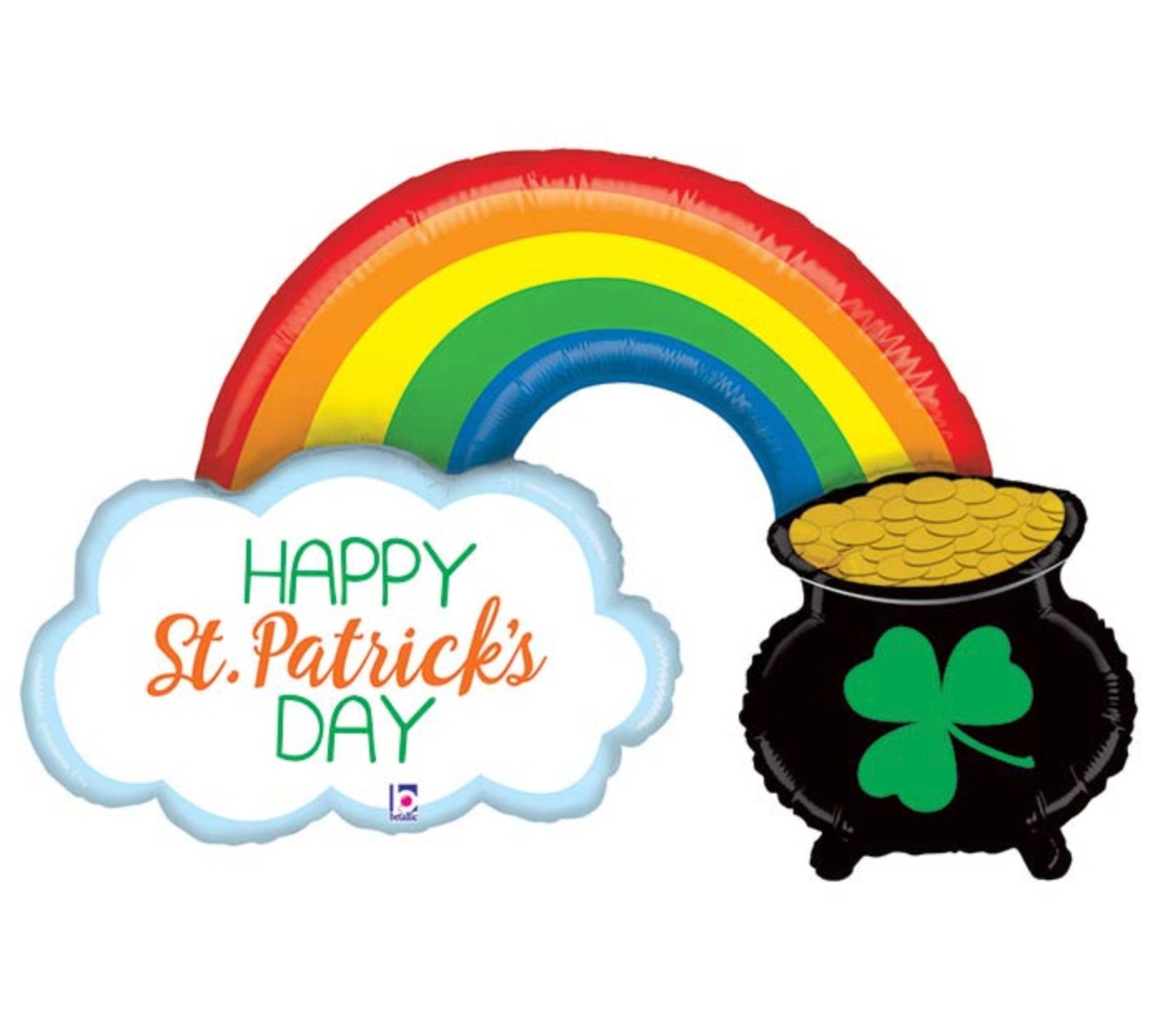 47-Inch St. Patrick's Day Foil Balloon - Rainbow Pot Of Gold St Patricks Balloon (Uninflated)