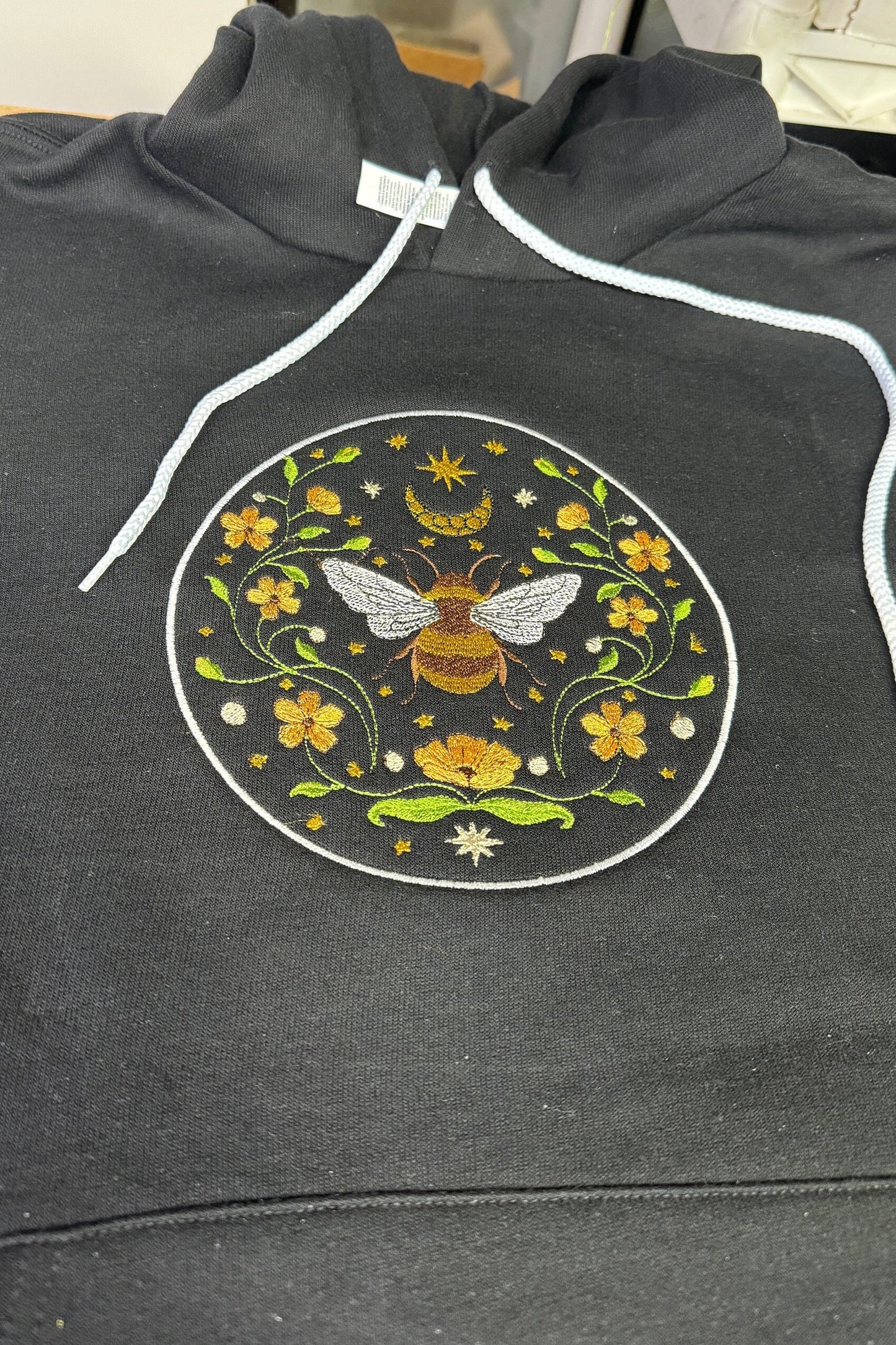 Embroidered Bee Sweatshirt Crew Neck or hoodie Sweatshirt Boho Sweatshirt Embroidered Shirt