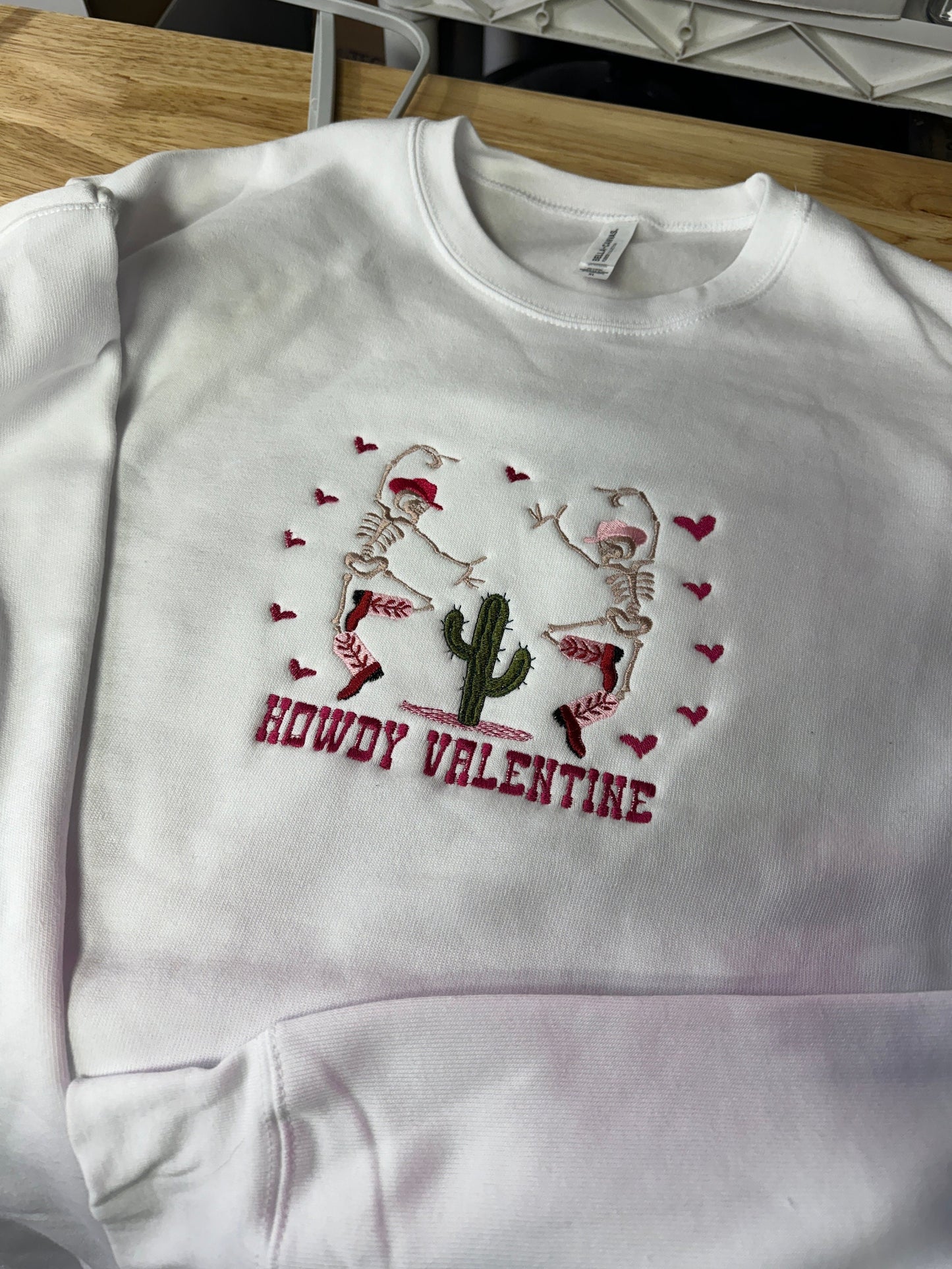 Embroidered Howdy Valentine Sweatshirt Crew Neck Sweatshirt Valentines Sweatshirt Embroidered Shirt