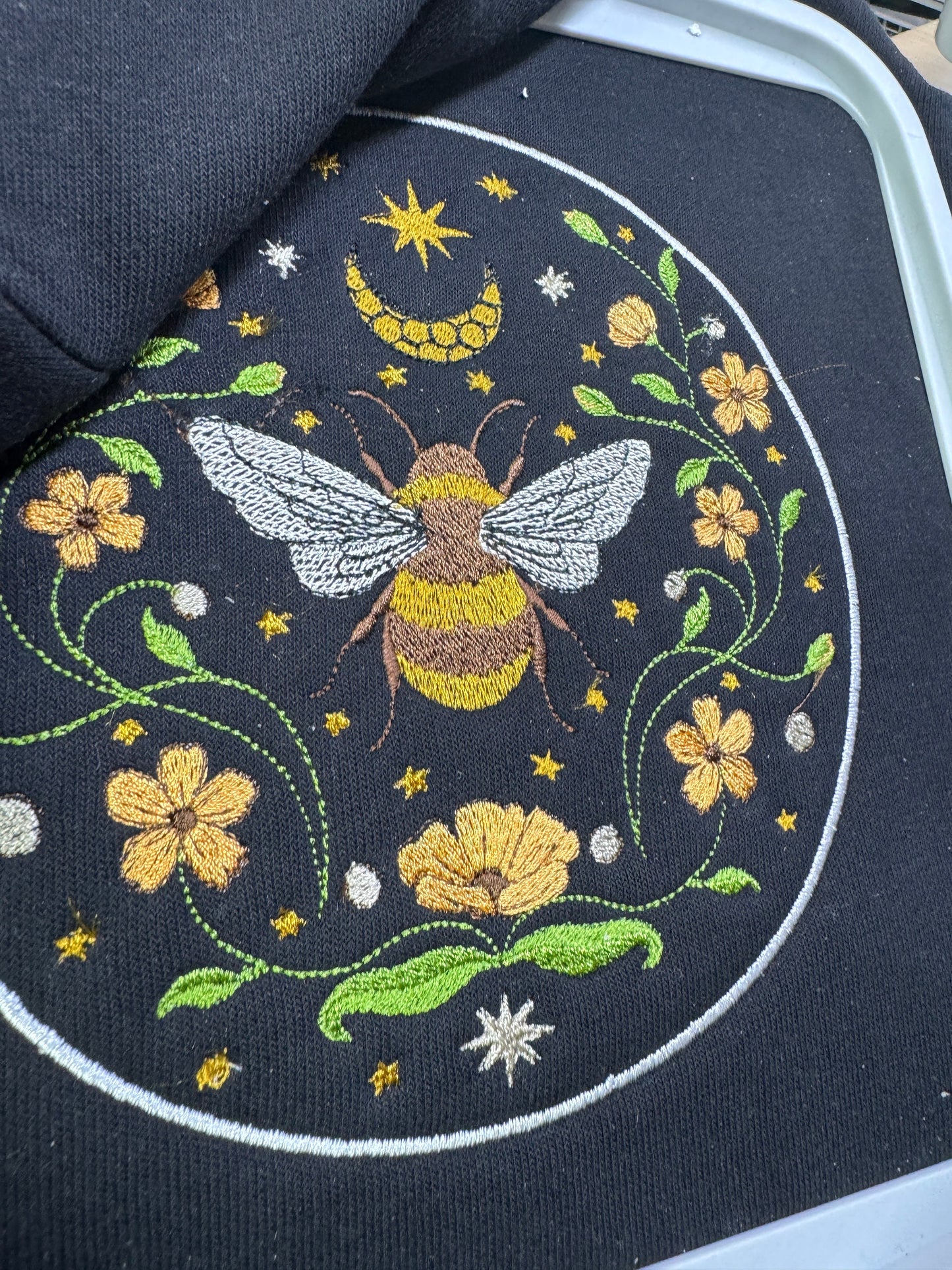 Embroidered Bee Sweatshirt Crew Neck or hoodie Sweatshirt Boho Sweatshirt Embroidered Shirt